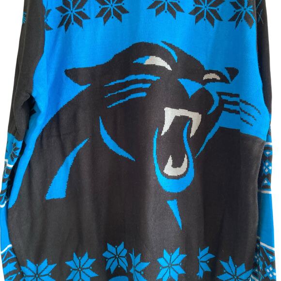 NWT NFL Carolina Panthers Blue Black Argyle Logo Ugly Christmas Sweater Size 2XL - Picture 9 of 16